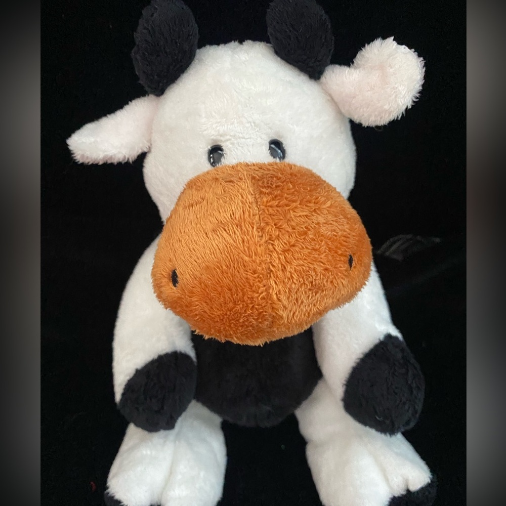 TY Pluffies Grazer black and white cow stuffed plush T25